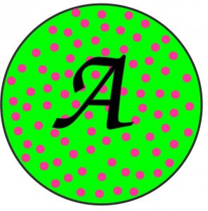 Round Compact Green with Pink Dots