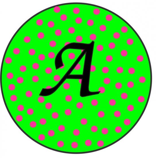 Round Compact Green with Pink Dots - Click Image to Close