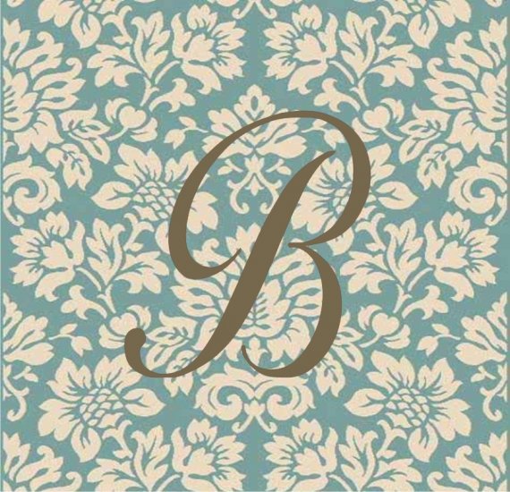 Scalloped Compact Teal & Cream Damask - Click Image to Close