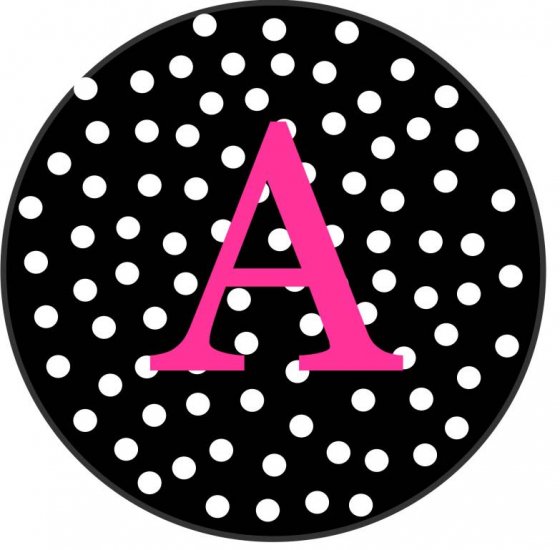 Scalloped Compact Black with White Dots - Click Image to Close