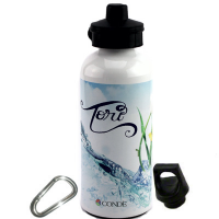 DyeTrans Aluminum Water Bottle-600ml - White w/Top and Carabiner
