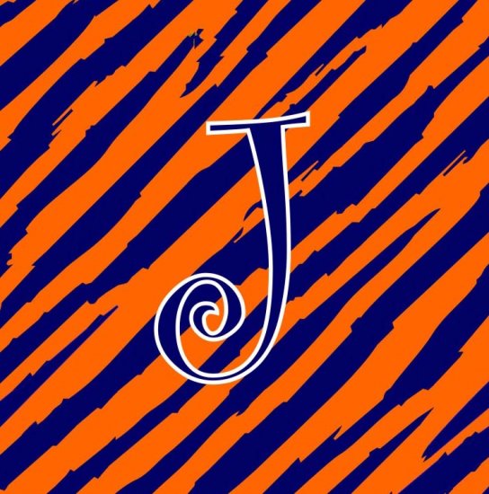 Scalloped Compact Orange & Blue Tiger - Click Image to Close