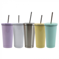 15oz Stainless Steel Tumbler with Lid and Straw