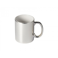 11oz Metallic Plated Ceramic Mug – Silver