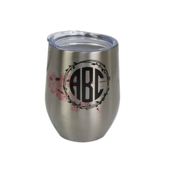 Dyetrans Stainless Steel Stemless Wine Tumbler - 12oz - Silver - Click Image to Close