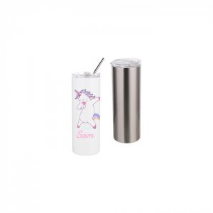 20oz Straight Stainless Steel Tumbler with Straw & Lid