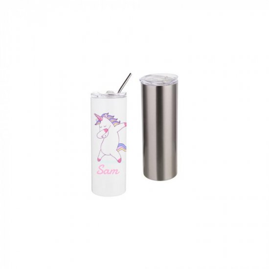 20oz Straight Stainless Steel Tumbler with Straw & Lid - Click Image to Close