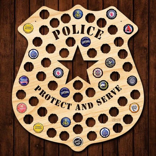 Police Badge Beer Cap Map - Click Image to Close