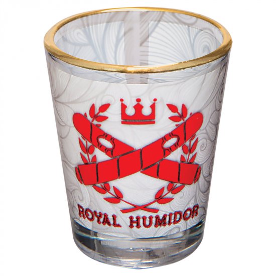 1 1/2 oz. Sublimatable Shot Glass with Gold Rim - Click Image to Close