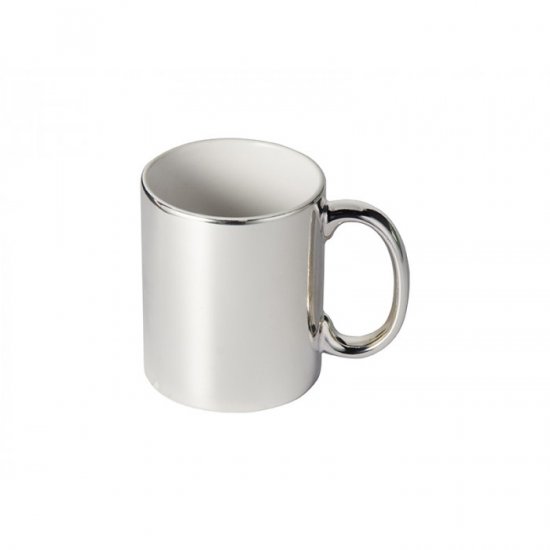 11oz Metallic Plated Ceramic Mug – Silver - Click Image to Close